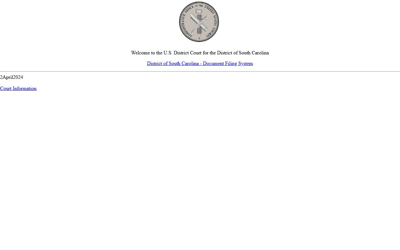 District of South Carolina CM/ECF system for federal York County court records