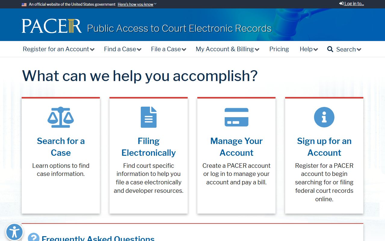 PACER federal case record service for York County court records federal cases