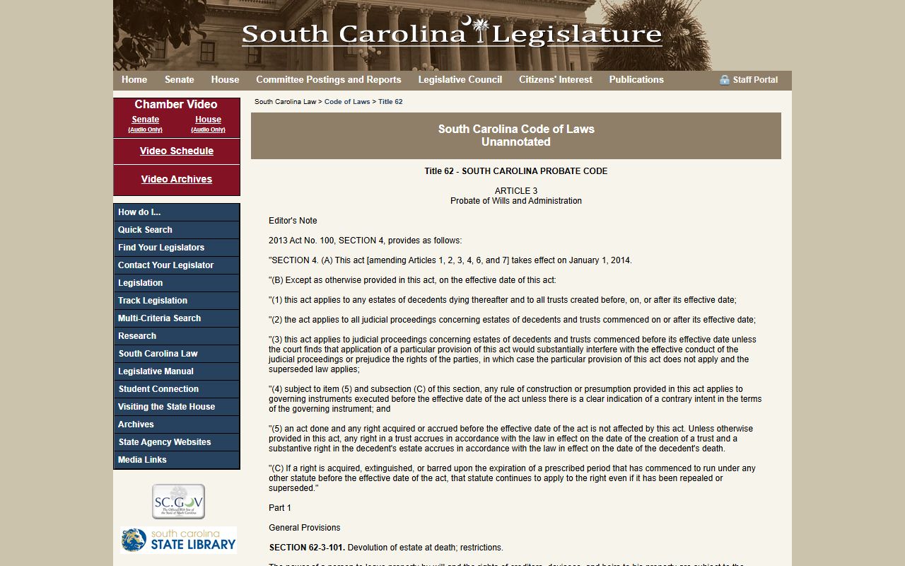 York County probate records governed by the South Carolina Probate Code Article 3