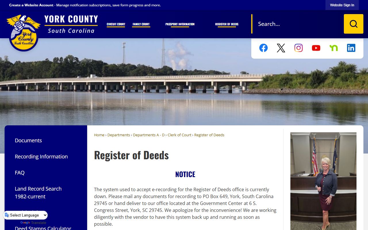 York County public records at the Register of Deeds with property monitoring and online coverage