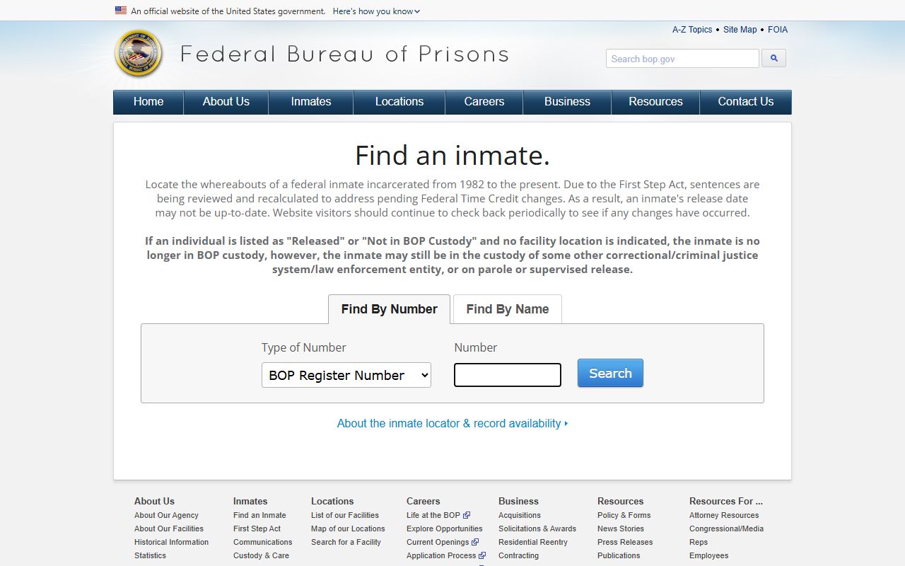 Federal Bureau of Prisons inmate locator used for York County released inmates