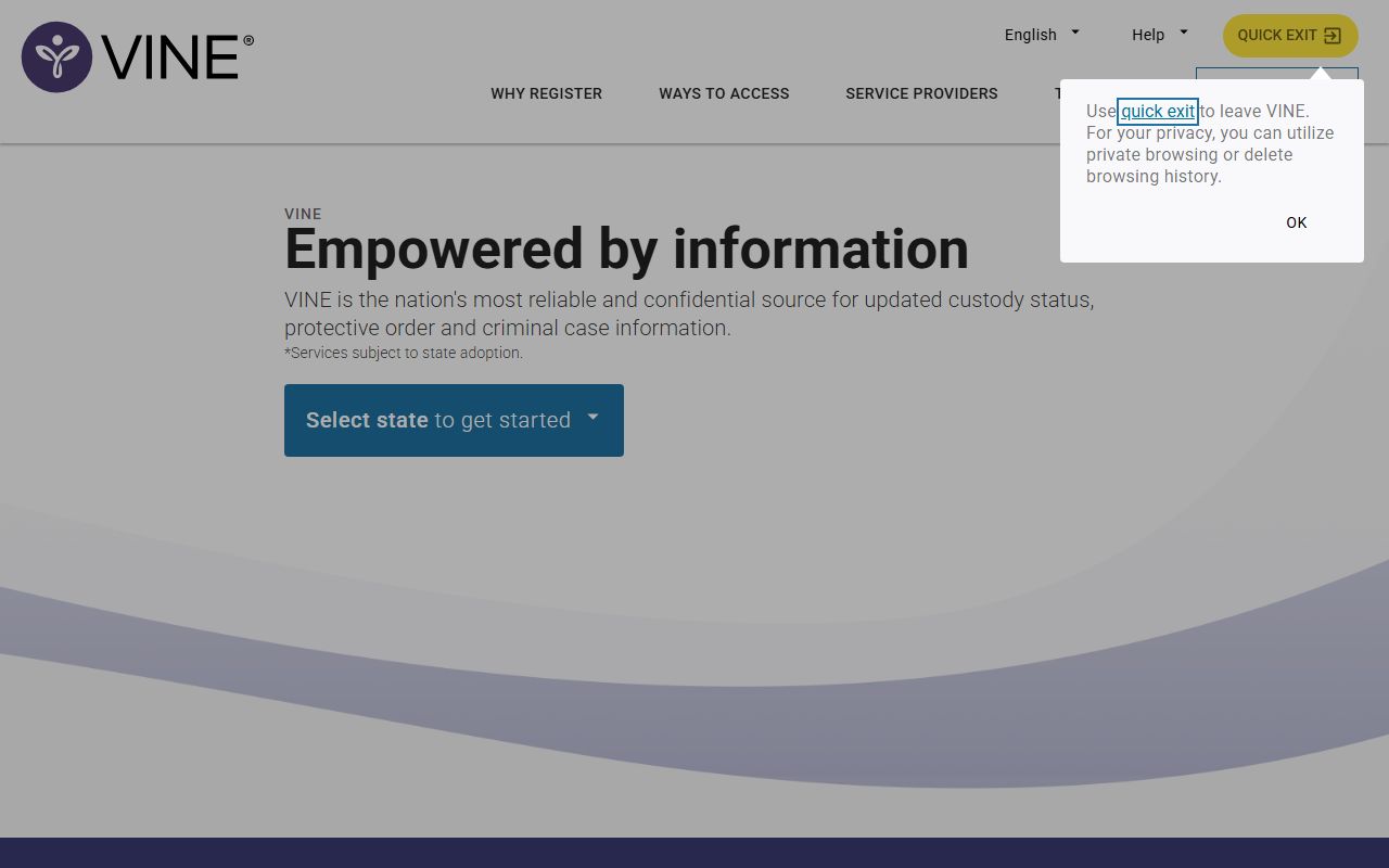VINELink custody status and release notification tool for York County released inmates