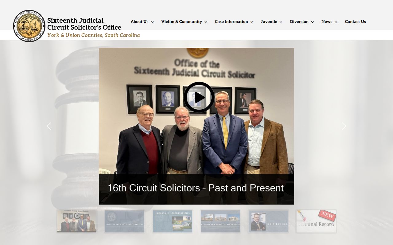 16th Circuit Solicitor page tied to York County warrant records and prosecutions